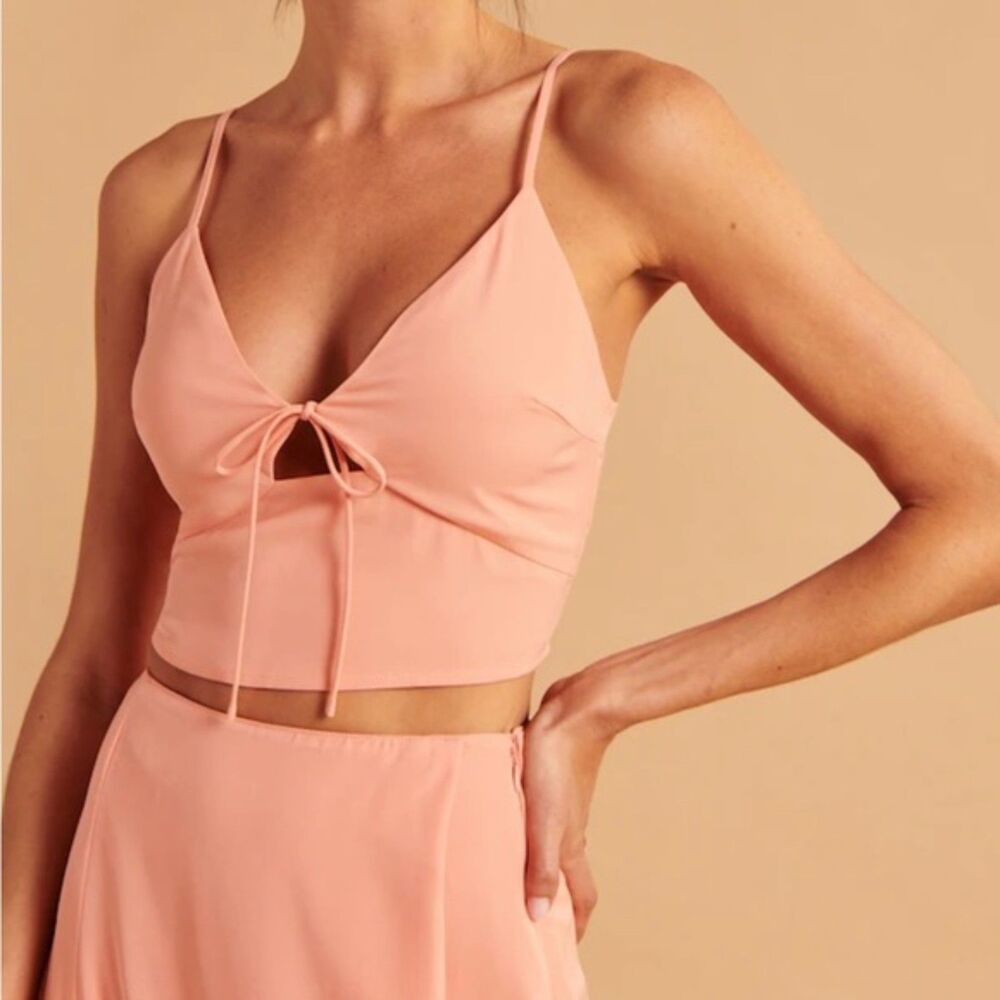 Abercrombie & Fitch, Women's Spaghetti Strap Crop Top, Small, Salmon Pink, NWT